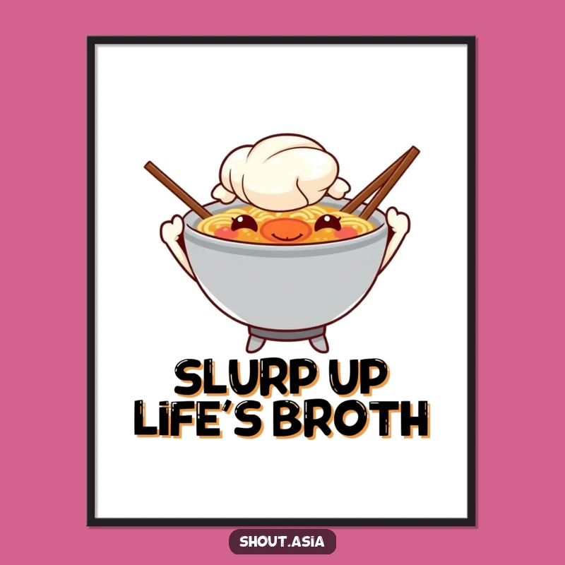 Funny Free Printable Wall Art: Waving Ramen Downloadable Quirky Art